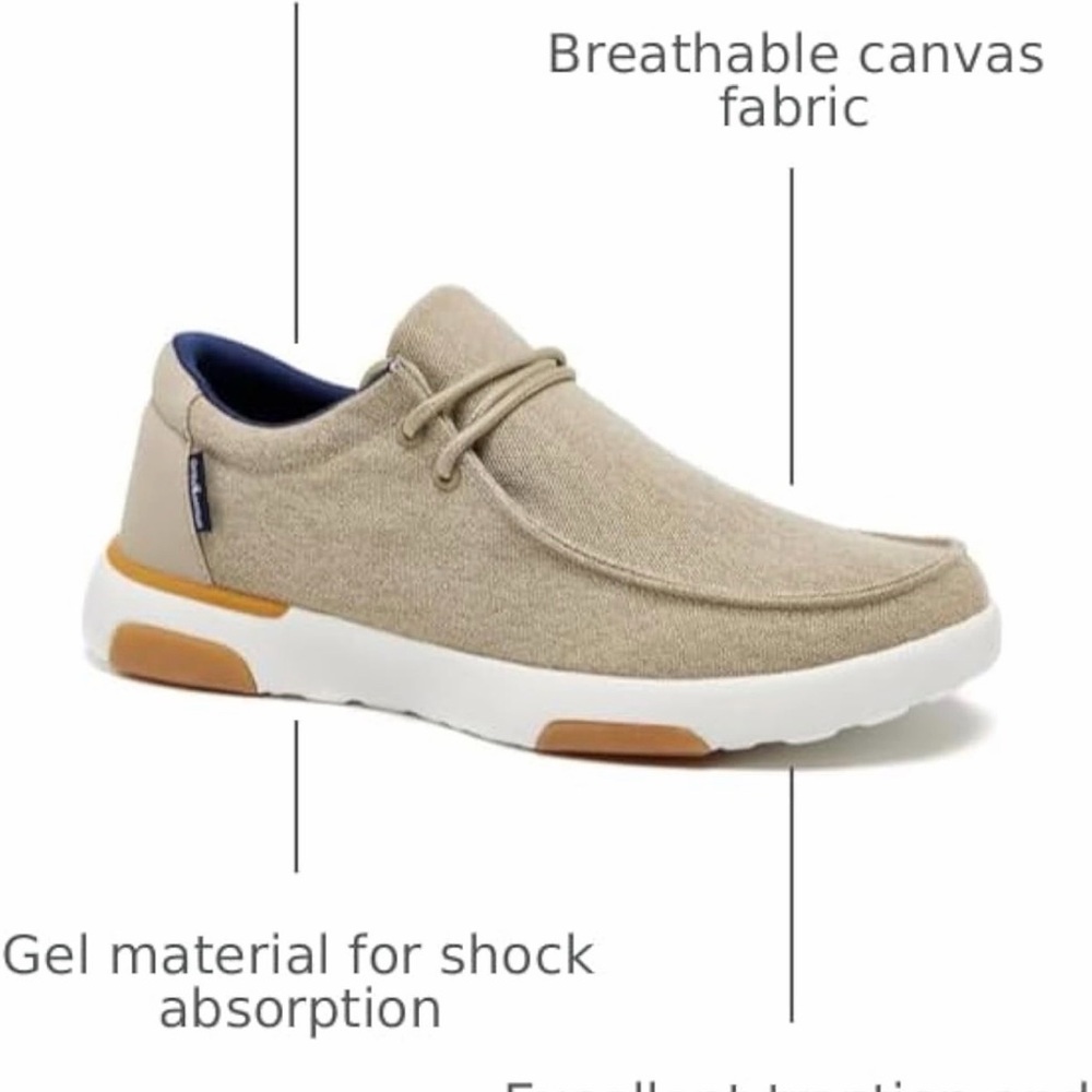 OrthoComfoot Men's Orthopedic Slip-On Loafers 8-8.5 Tan and White Walking Shoes